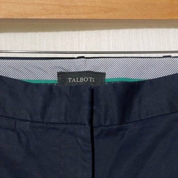 Talbots Pants Women's Size 4 Signature Flat Front Stretch Cropped Navy - Picture 3 of 9